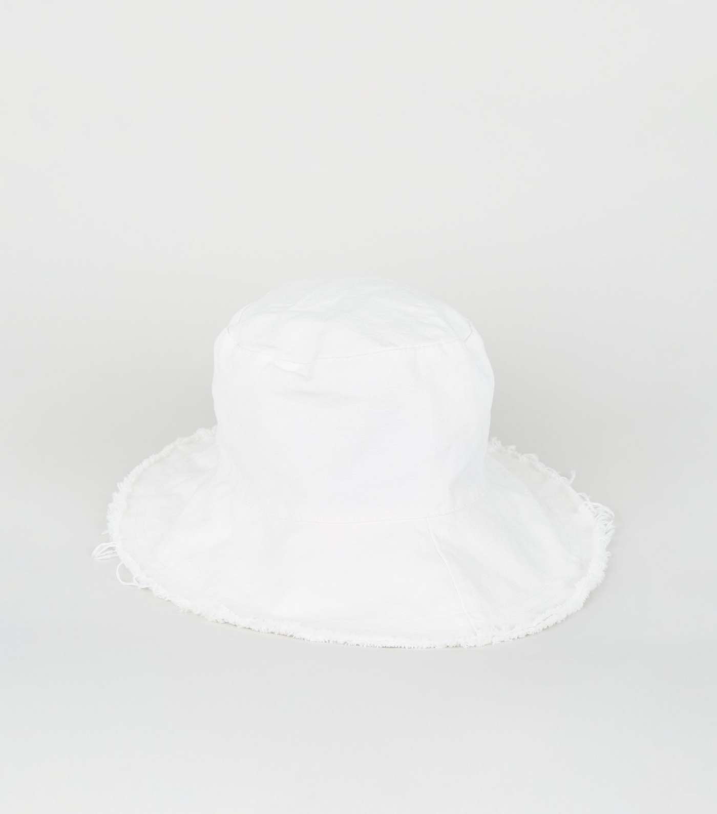 White Frayed Bucket Hat 