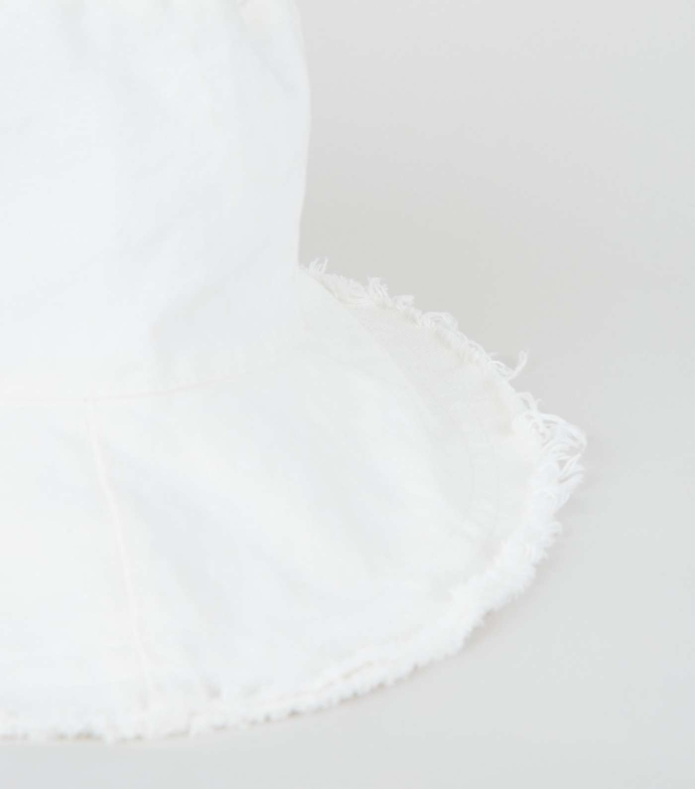 White Frayed Bucket Hat  Image 3