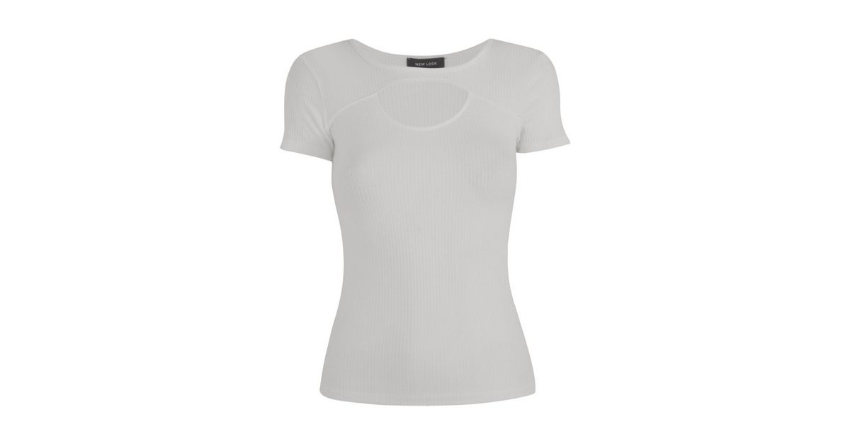 White Ribbed Cut Out T-Shirt | New Look