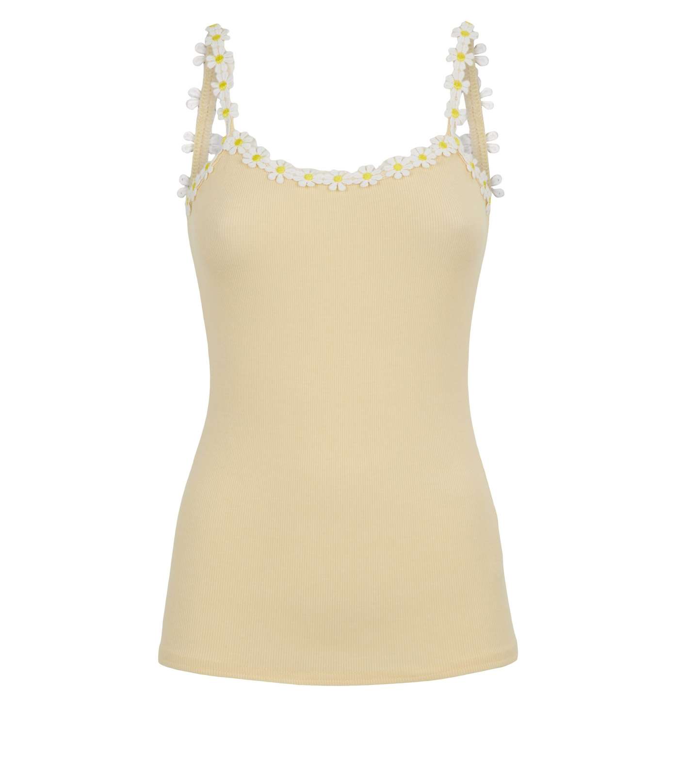 Pale Yellow Floral Daisy Trim Cami Image 4