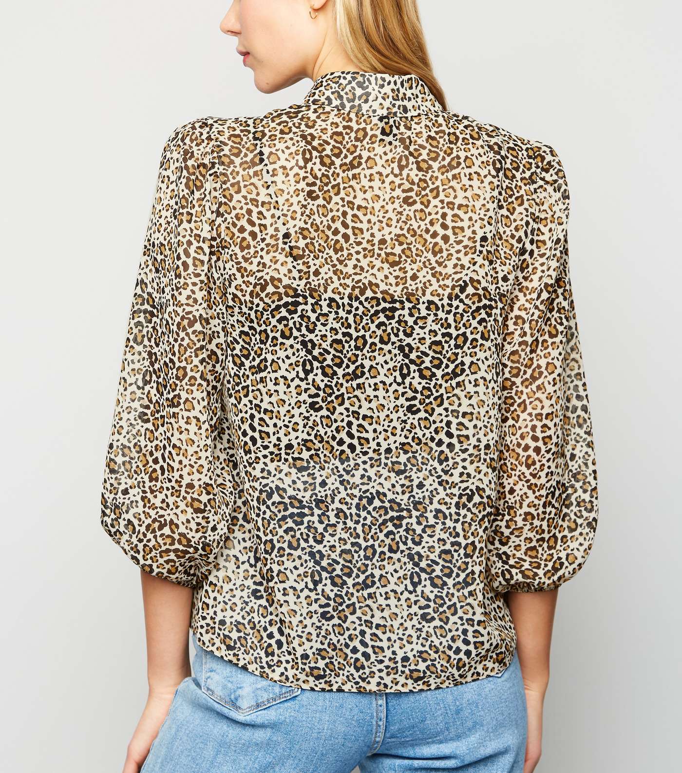 White Leopard Print Chiffon Shirt Image 3
