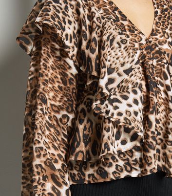 leopard ruffle blouse