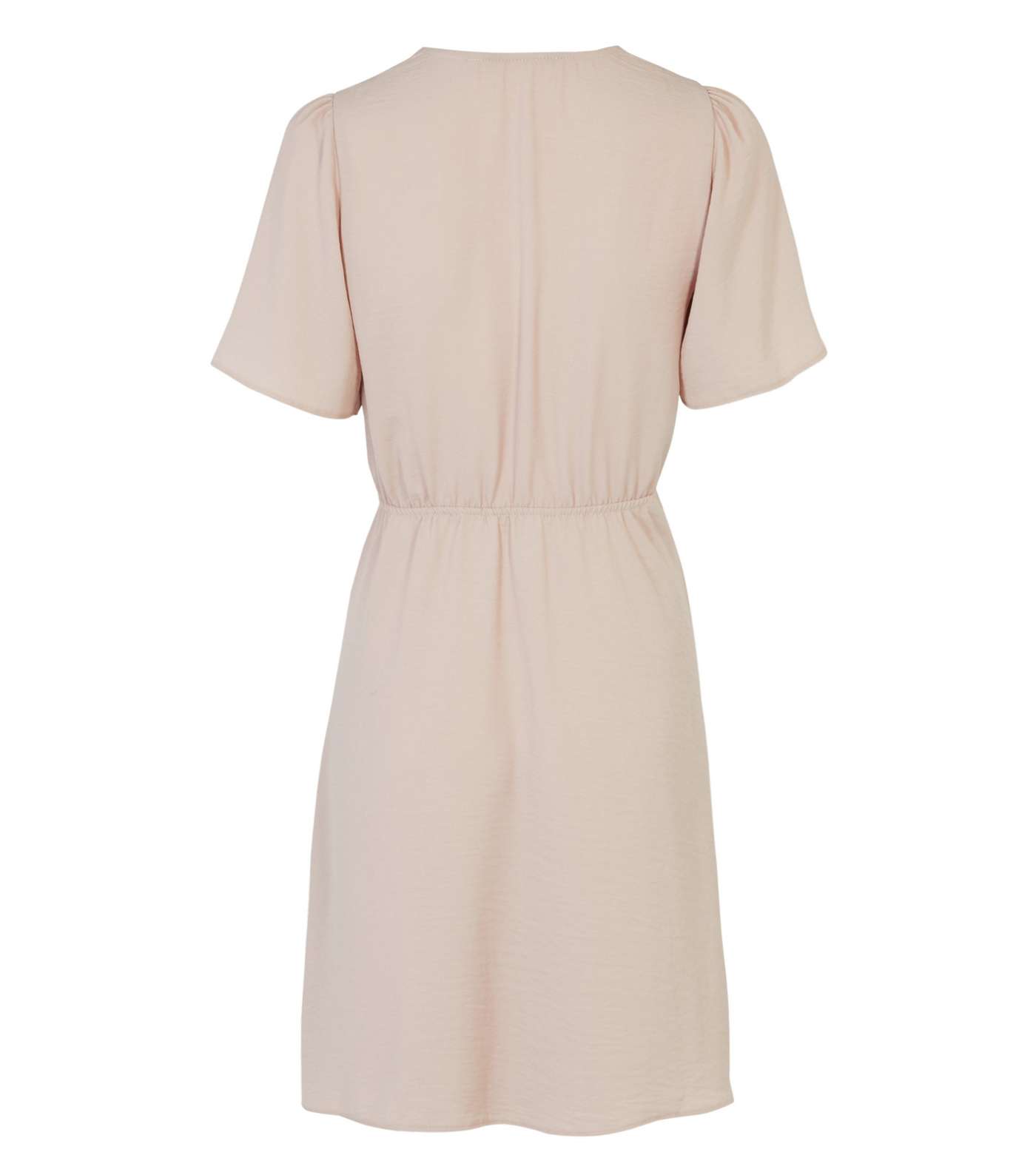 Pale Pink Button Puff Sleeve Tea Dress Image 2