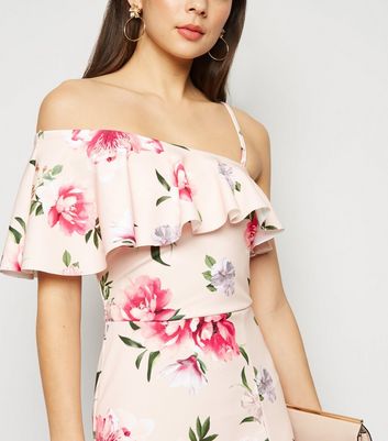 pink floral bodycon dress