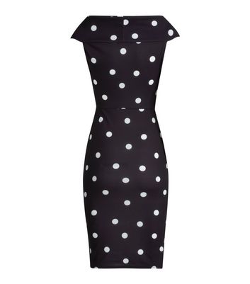 black and white spot bardot dress