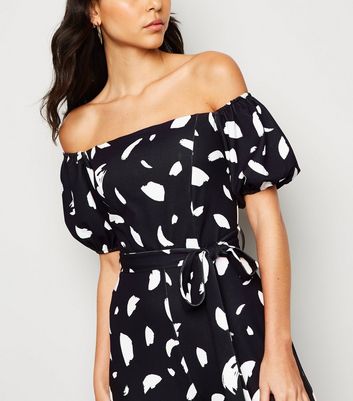 Black spot best sale print bardot jumpsuit