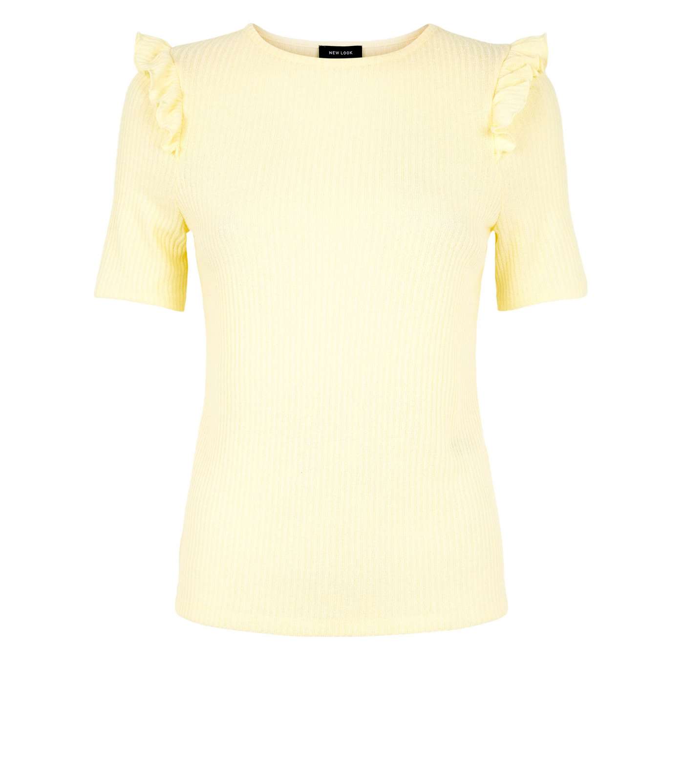 Pale Yellow Fine Knit Frill Trim Top Image 4