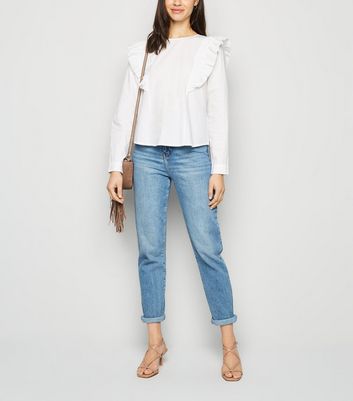 Image of JDY White Ruffle Poplin Top New Look