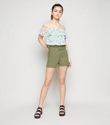 Olive high waisted top shorts