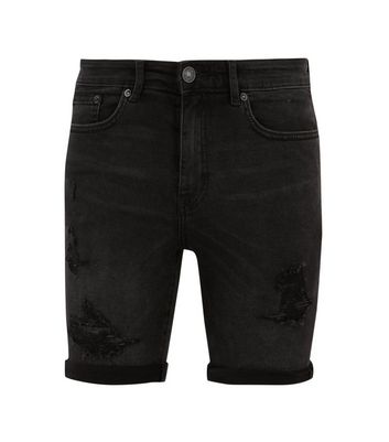 Black mens ripped store shorts