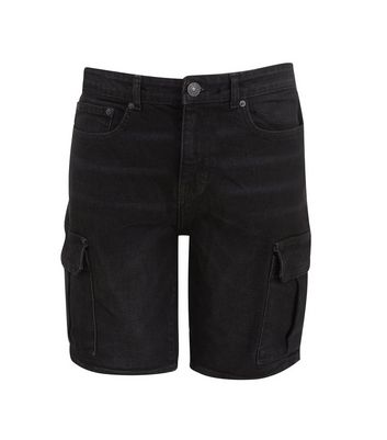 BoohooMAN Denim Regular Fit Motocross Cargo Shorts in Black for Men Womens Clothing Shorts Cargo shorts 