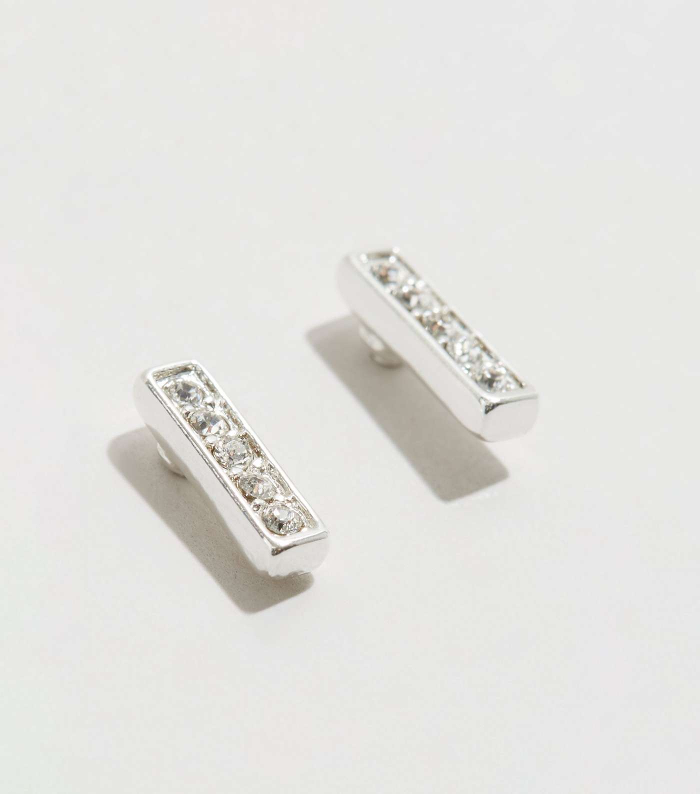 Silver Plated Stick Stud Earrings with Crystals from Swarovski® Image 4