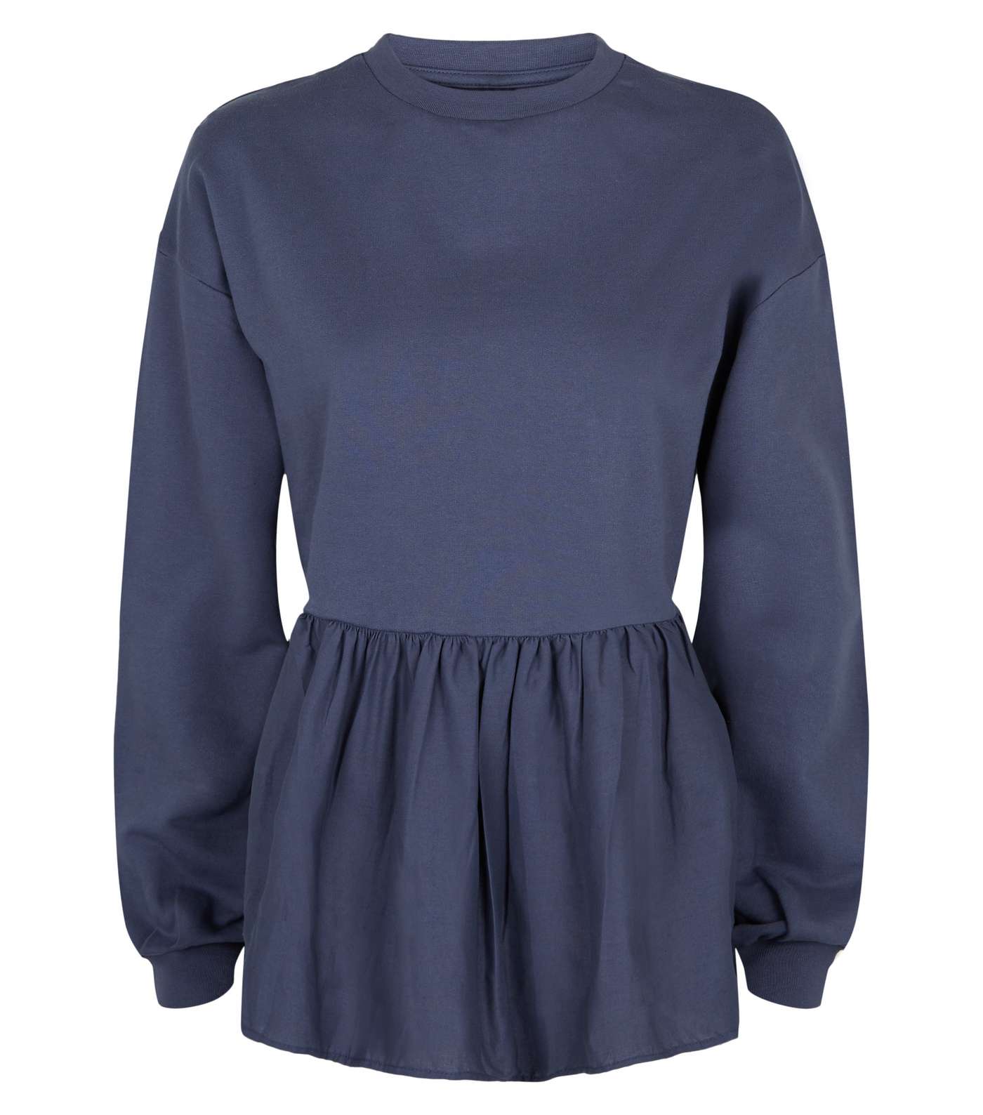 Influence Blue Cotton Peplum Sweatshirt Image 4