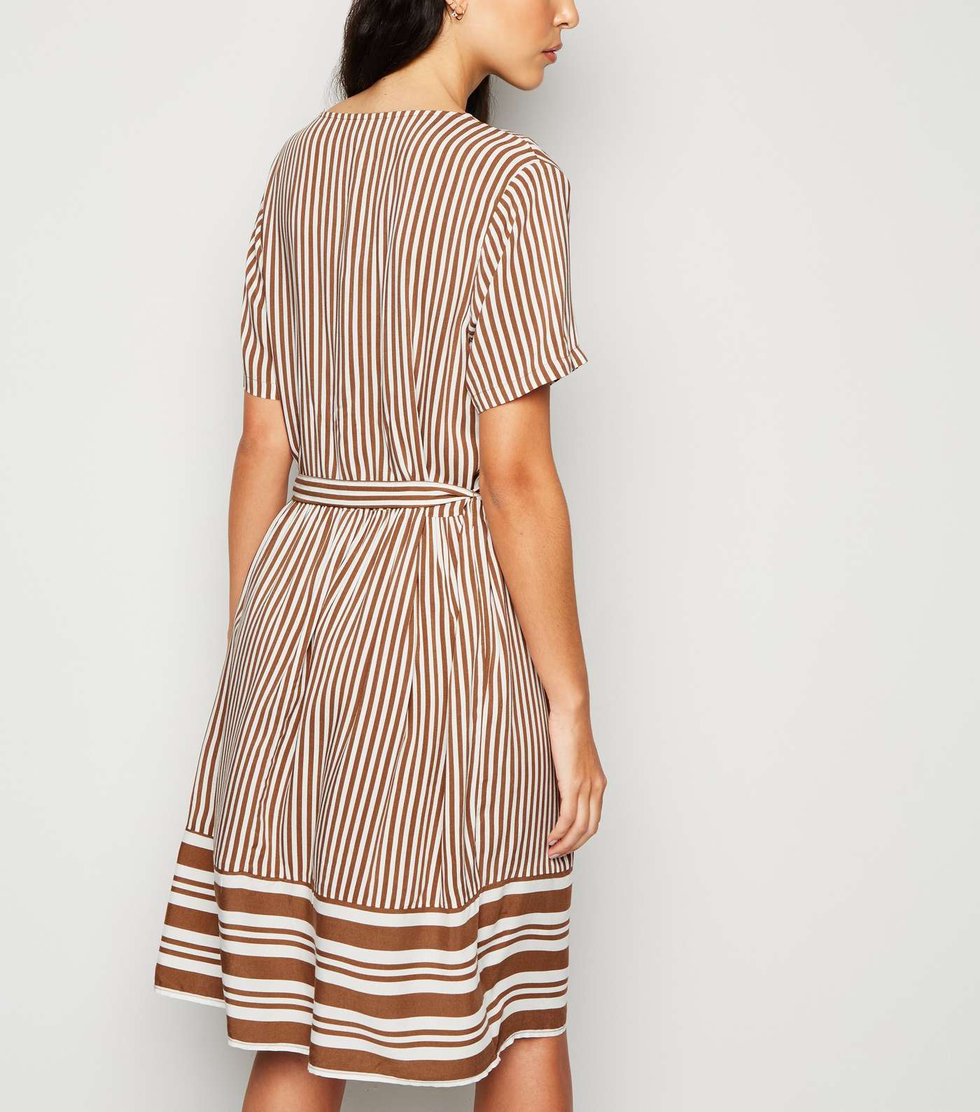 JDY Tan Stripe Short Sleeve Dress Image 3