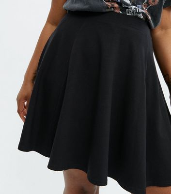 Image of Curves Black Skater Skirt New Look