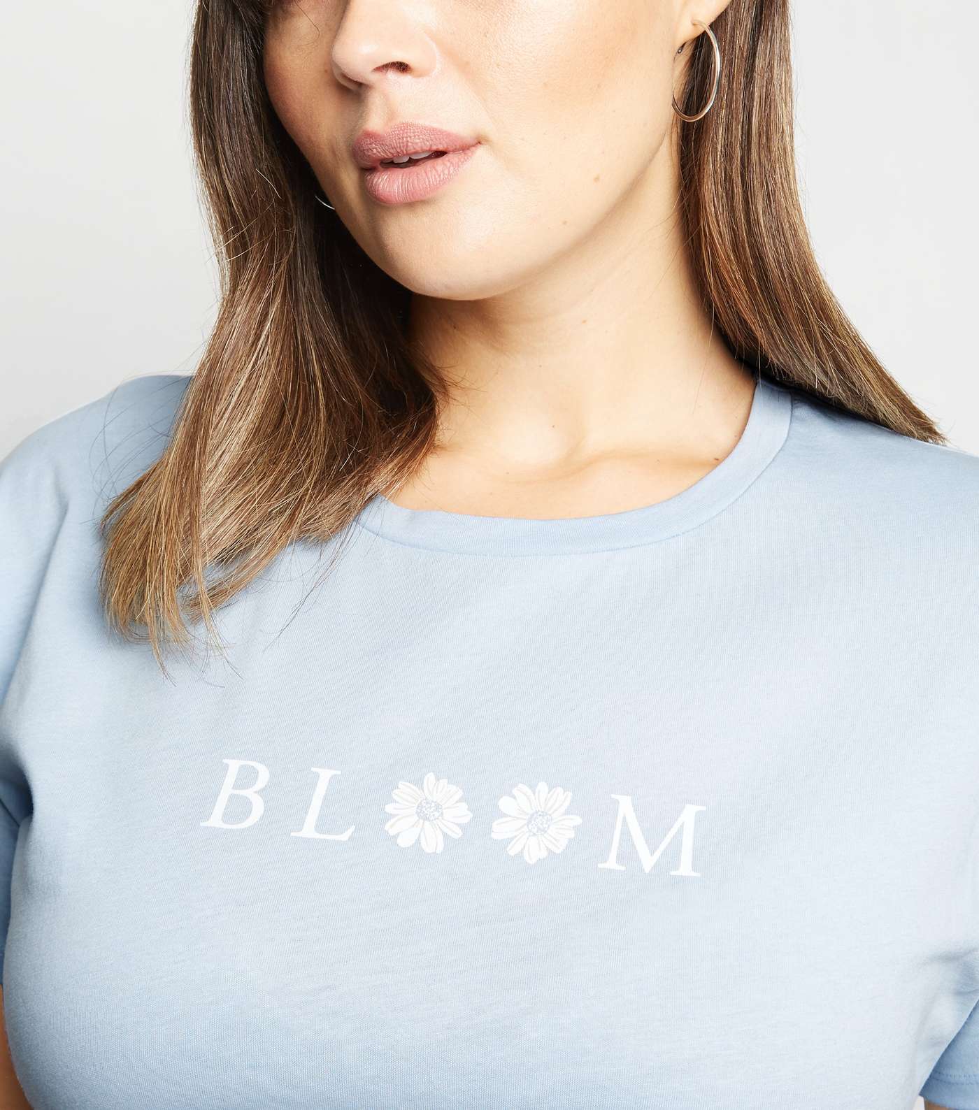 Curves Pale Blue Daisy Bloom Slogan T-Shirt Image 5