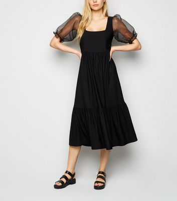 black organza midi dress