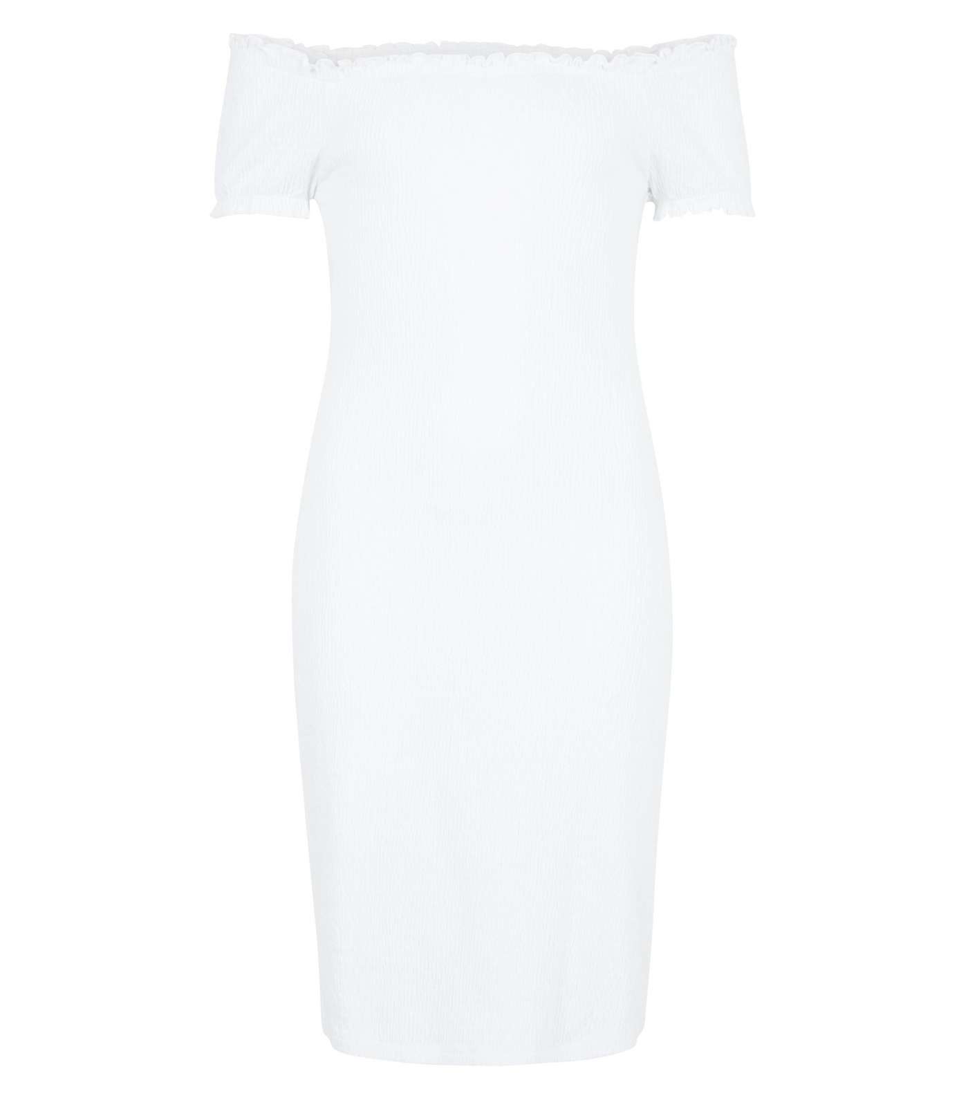 Girls White Shirred Dress Image 4