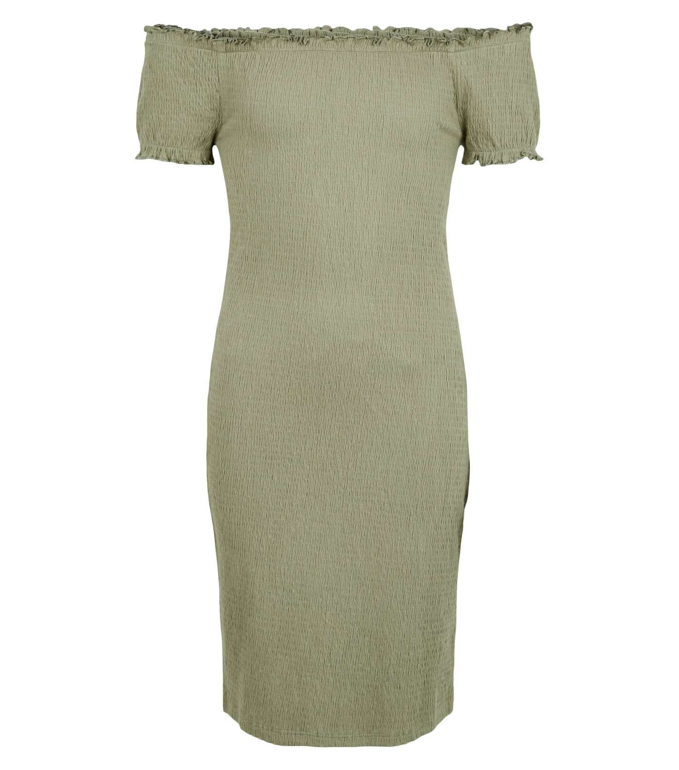 Girls Olive Shirred Dress Image 4