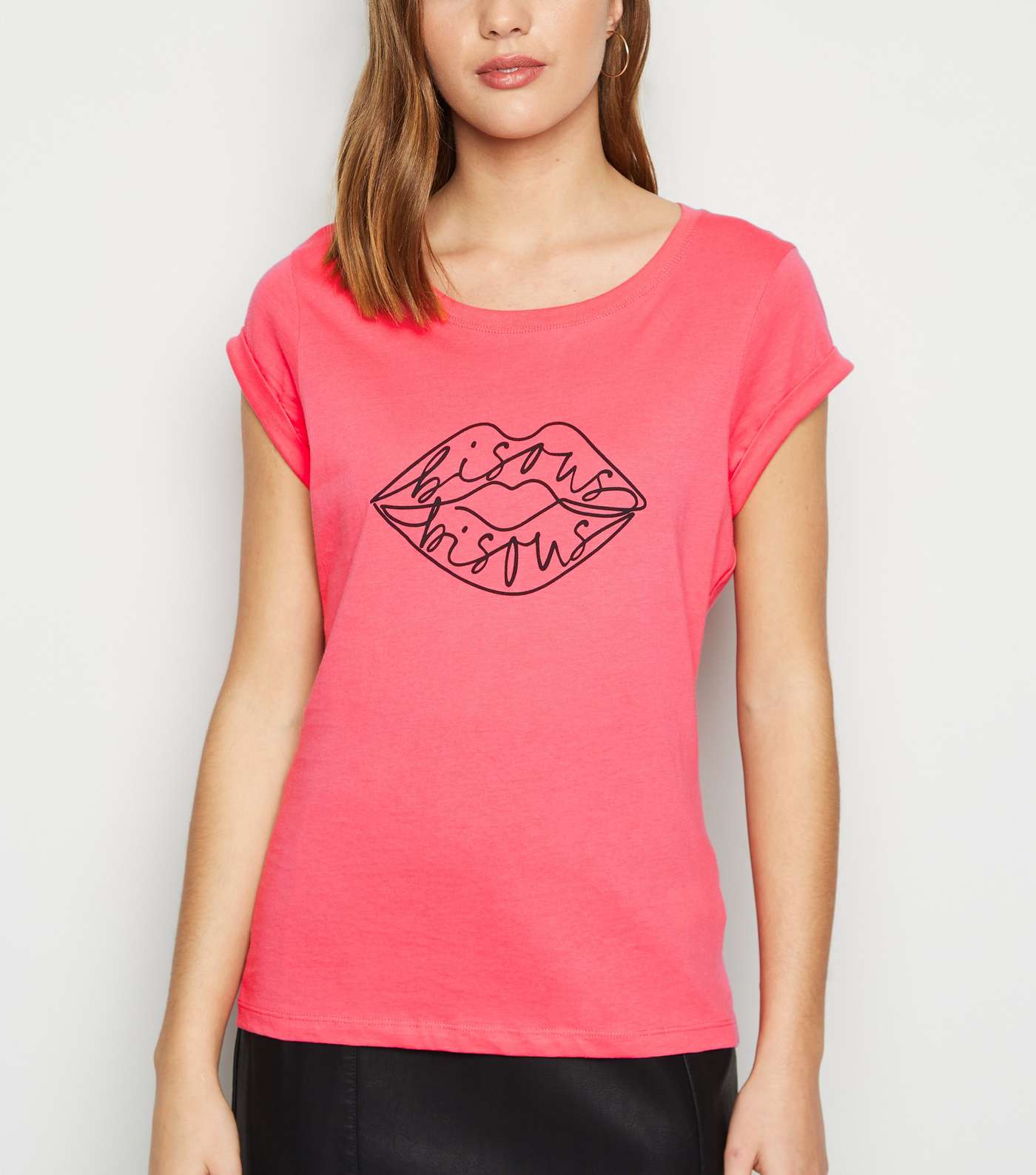 Pink Lips Sketch Print T-Shirt