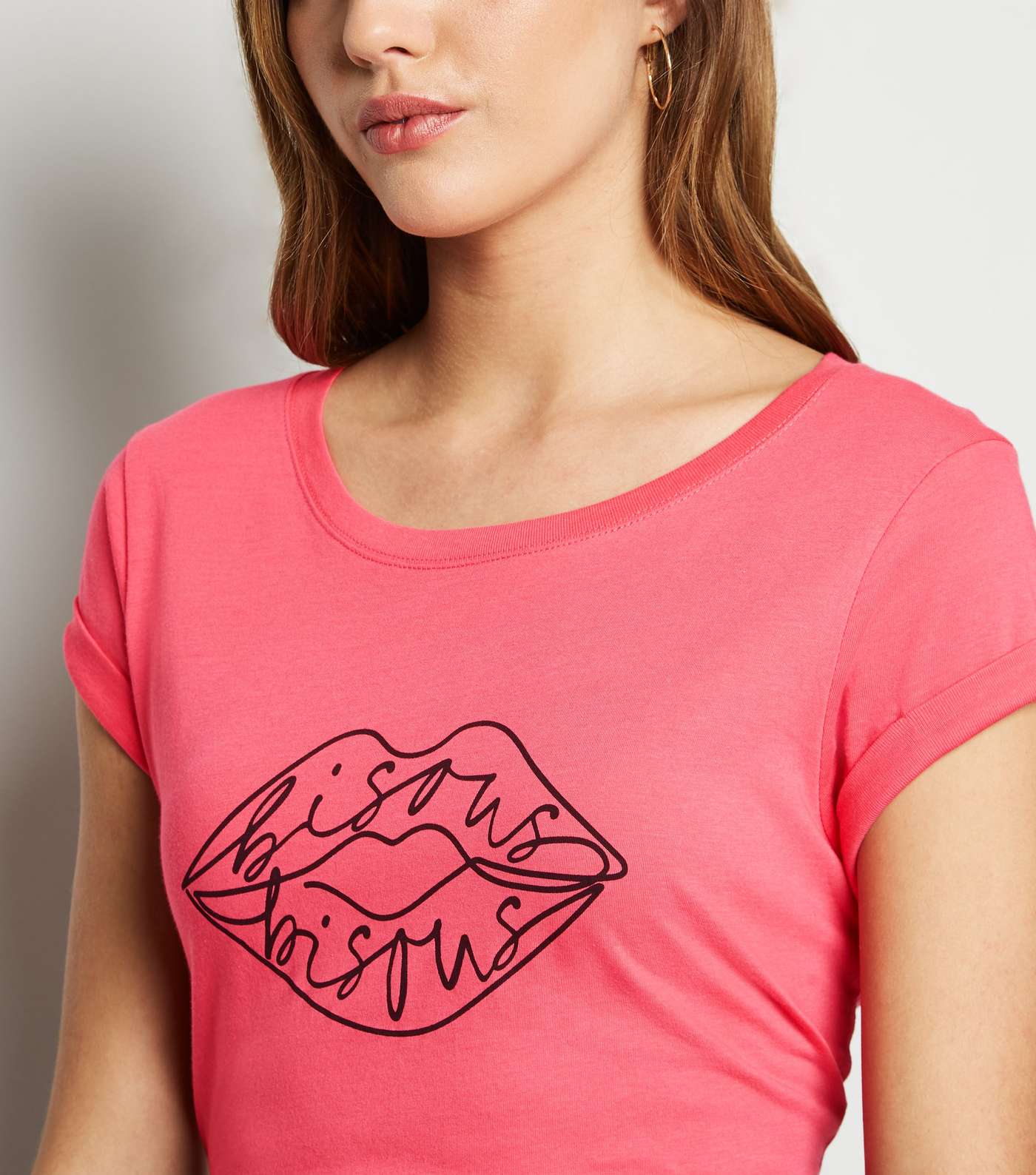 Pink Lips Sketch Print T-Shirt Image 5