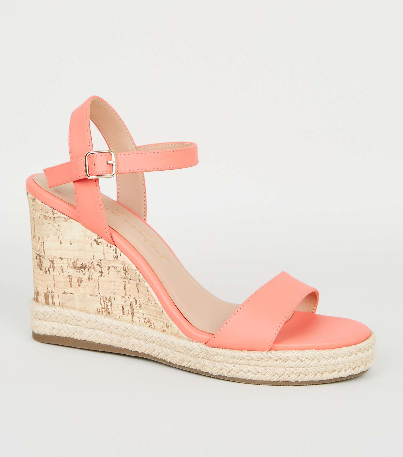 Coral Leather-Look Espadrille Cork Wedges
