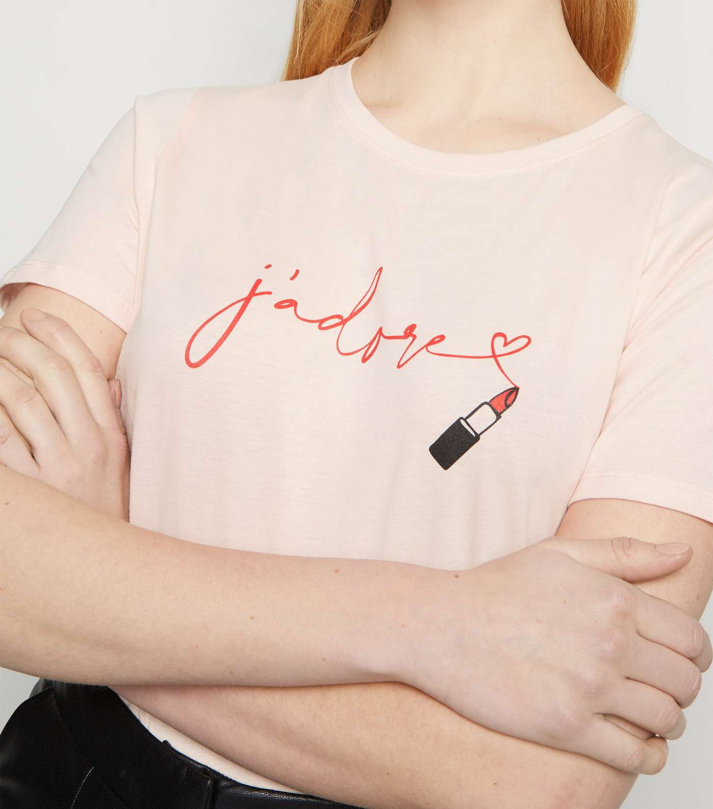 Pale Pink J'Adore Lipstick Slogan T-Shirt Image 5