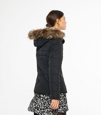 Fur Lined Puffer Coat 51 Off, Jessica Simpson Black Faux Fur Trim Hooded Puffer Coat