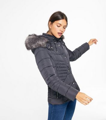 new look grey puffer coat