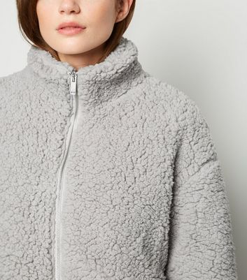 high neck teddy jacket