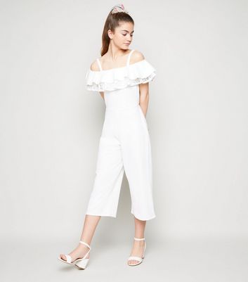 white frill jumpsuit