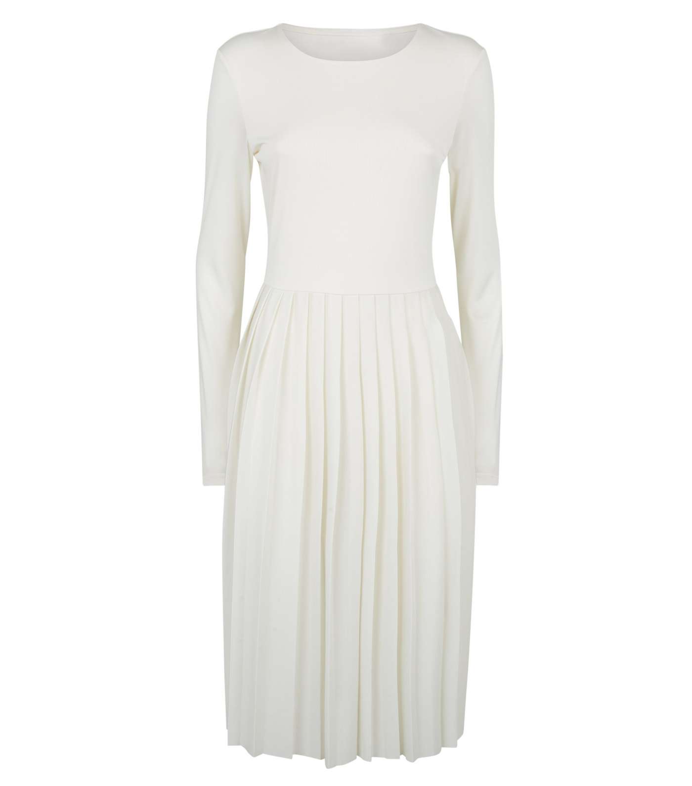 NA-KD White Long Sleeve Pleated Midi Dress Image 4