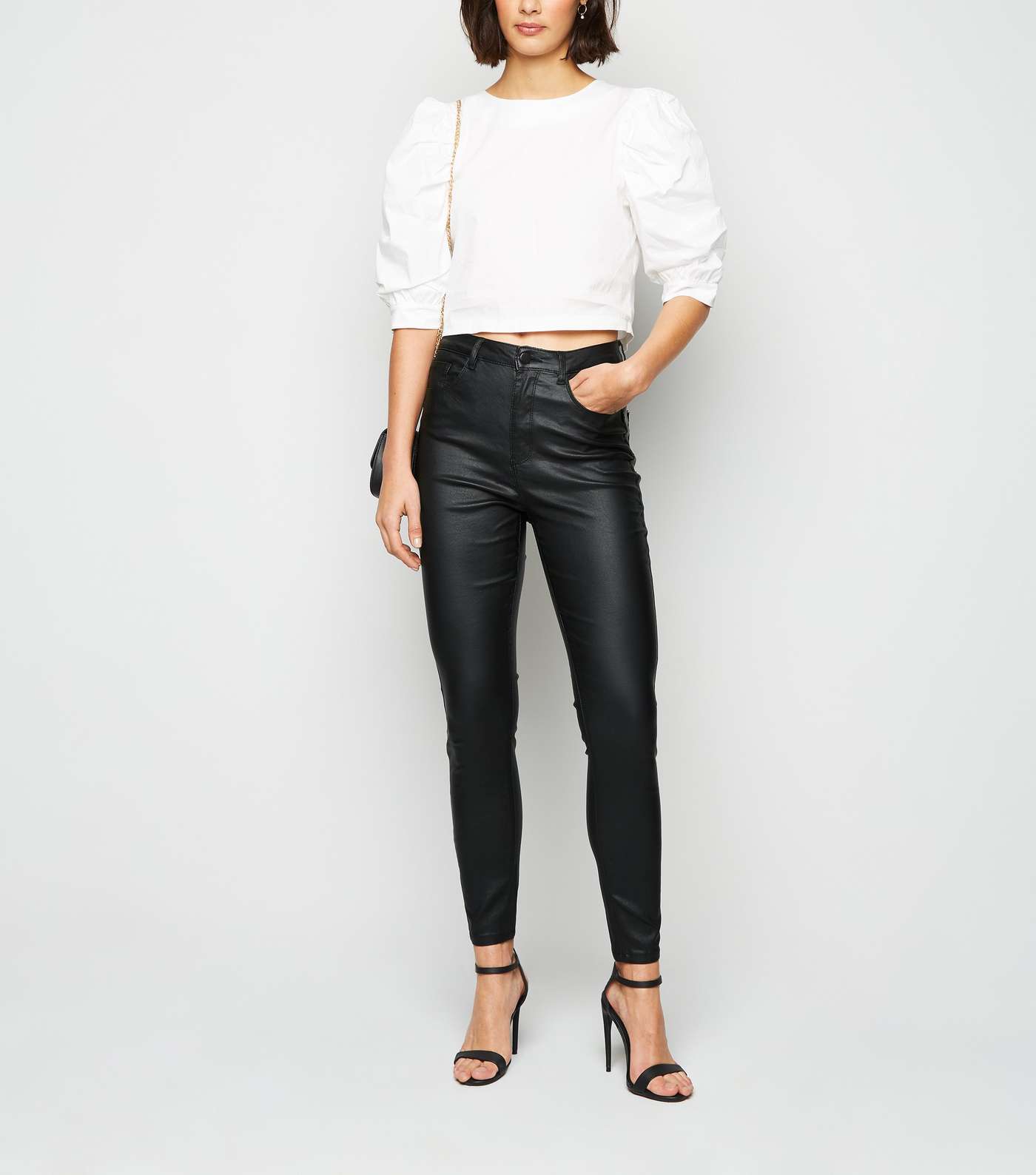 Urban Bliss Black Leather-Look Skinny Jeans 