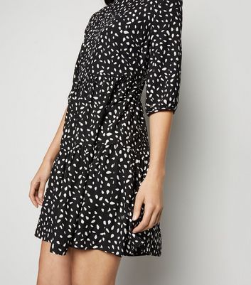 new look white dress with black spots