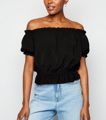 black bardot top with straps