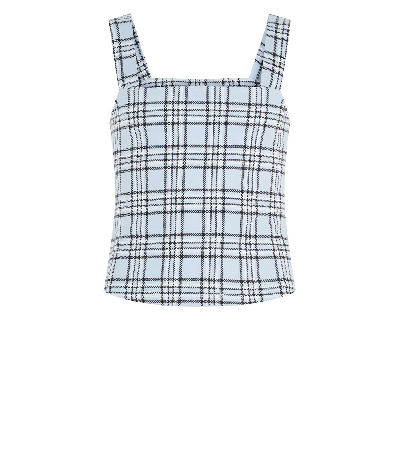 Girls Blue Check Square Neck Top Image 4
