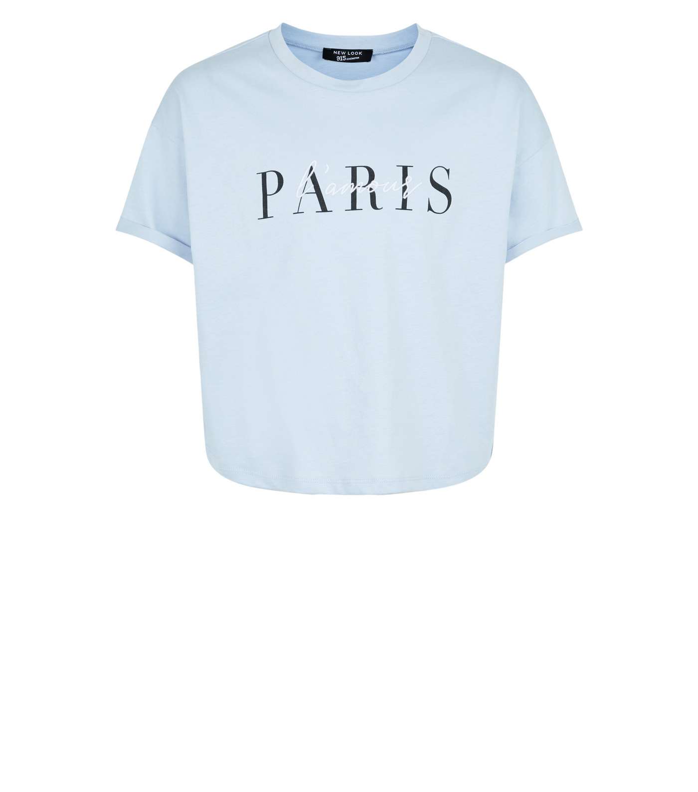 Girls Pale Blue Paris Slogan T-Shirt Image 4