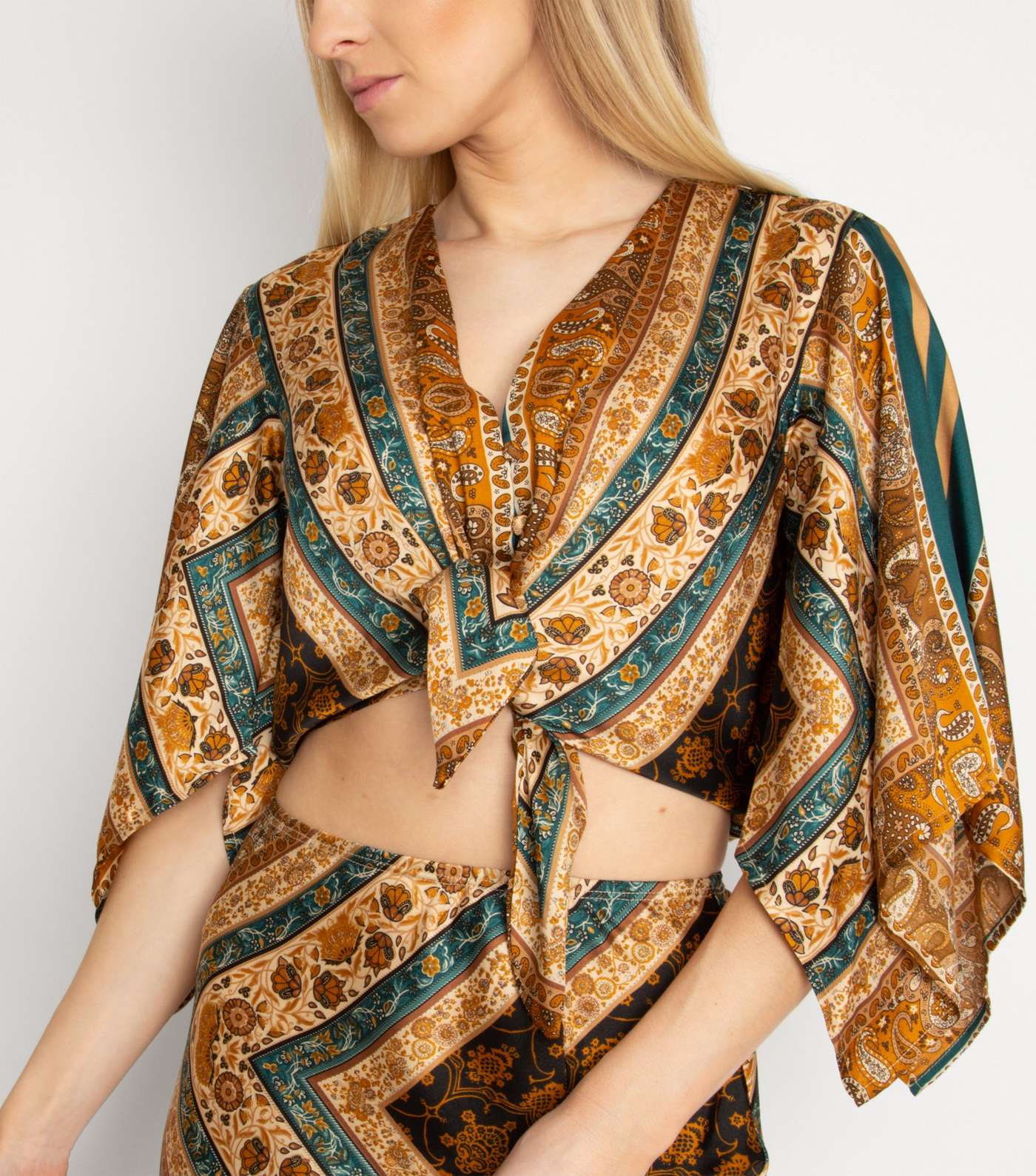Another Look Brown Paisley Print Top Image 5