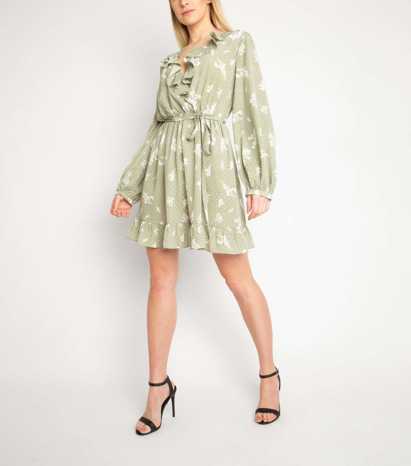 Another Look Mint Green Floral Spot Dress Image 2