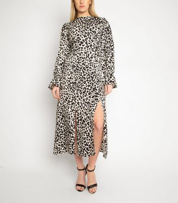 black leopard print midi dress