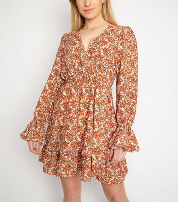 new look red floral dress