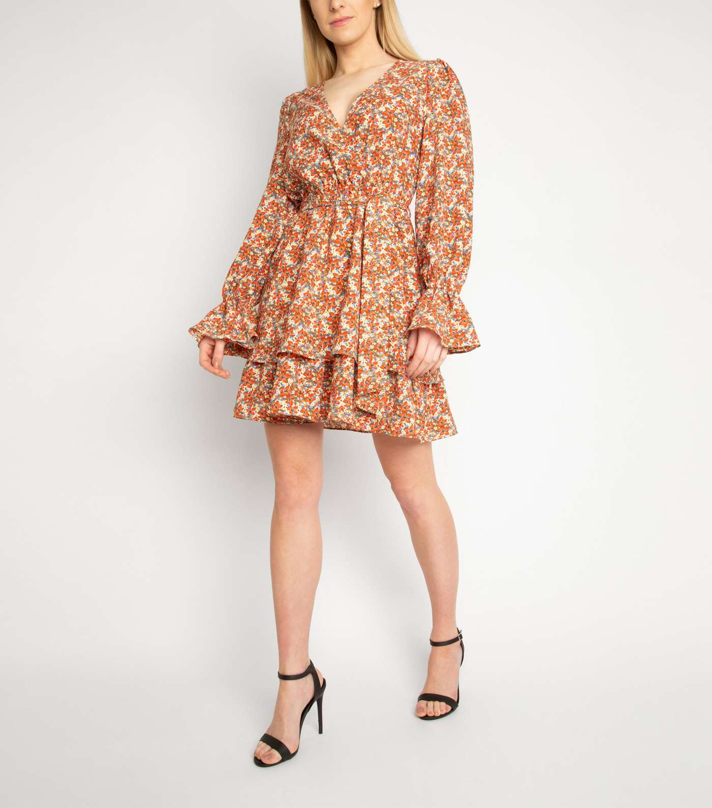 Another Look Red Floral Frill Dress Image 2