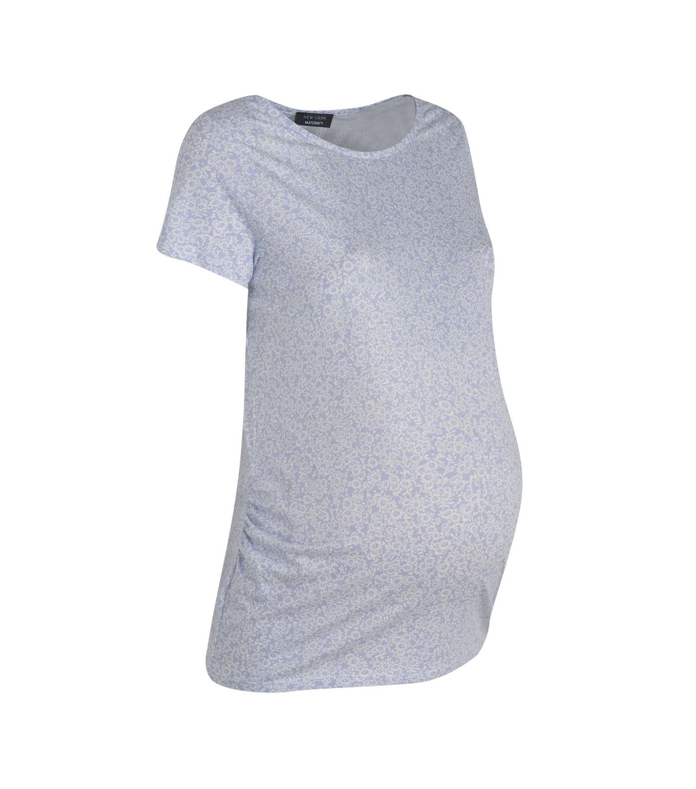 Maternity Blue Floral Short Sleeve T-Shirt