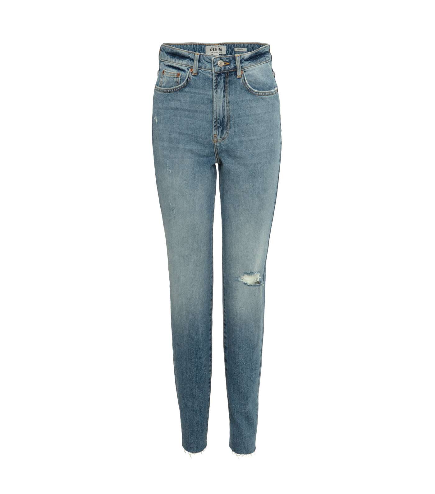 Tall Blue Ripped Ankle Grazing Hannah Straight Leg Jeans Image 5