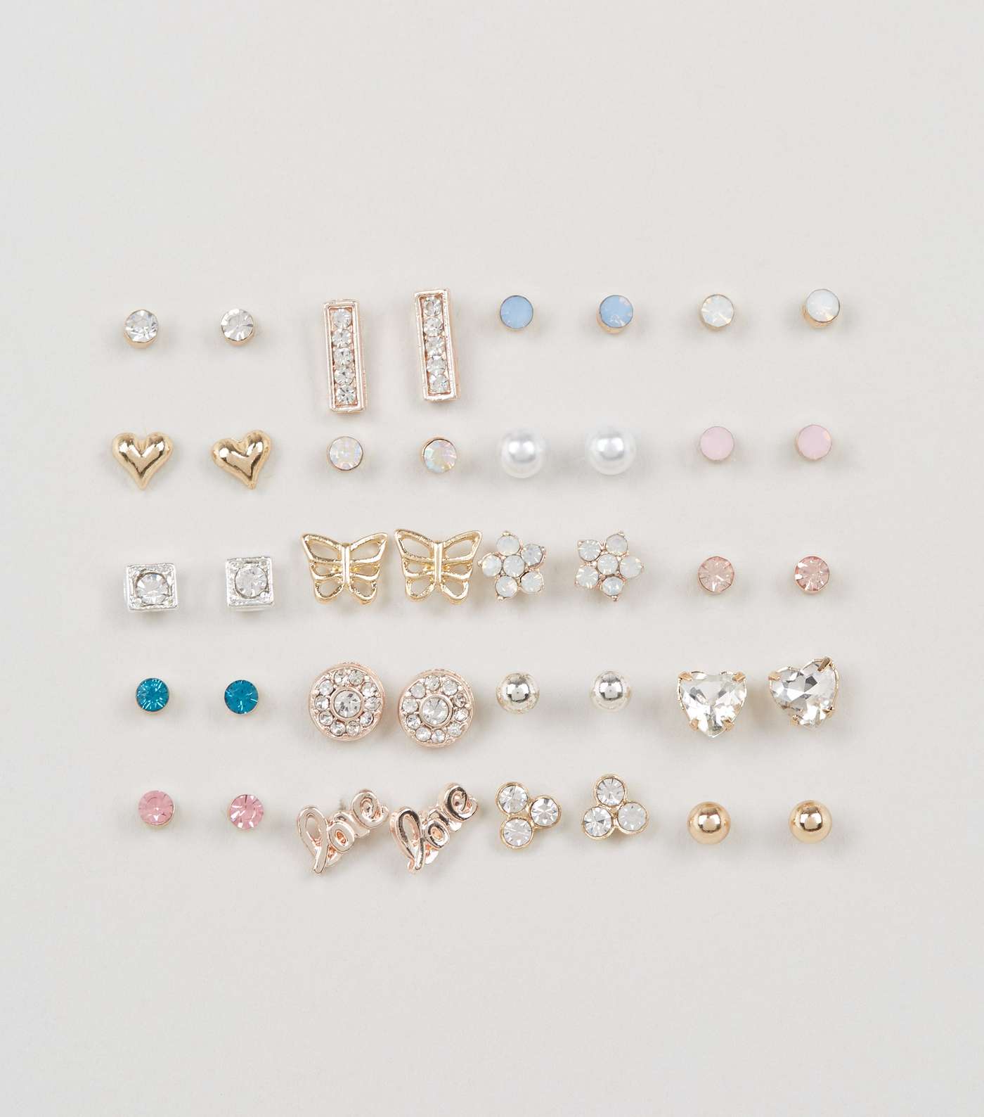 20 Pack Multicoloured Diamanté Stud Earrings