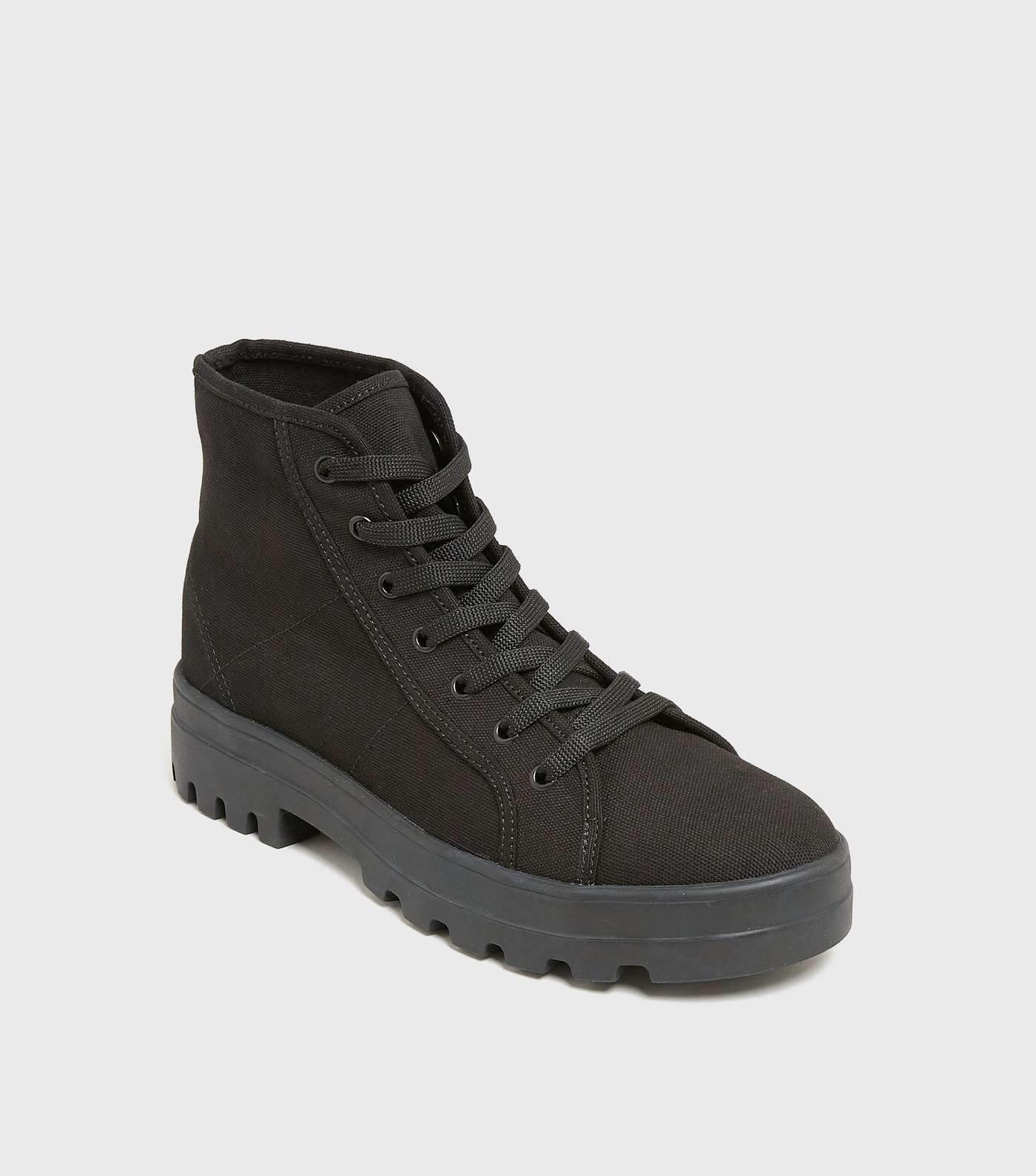 Black Canvas Chunky High Trainer Boots