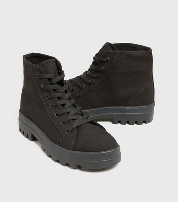 Black Canvas Chunky High Top Trainer 