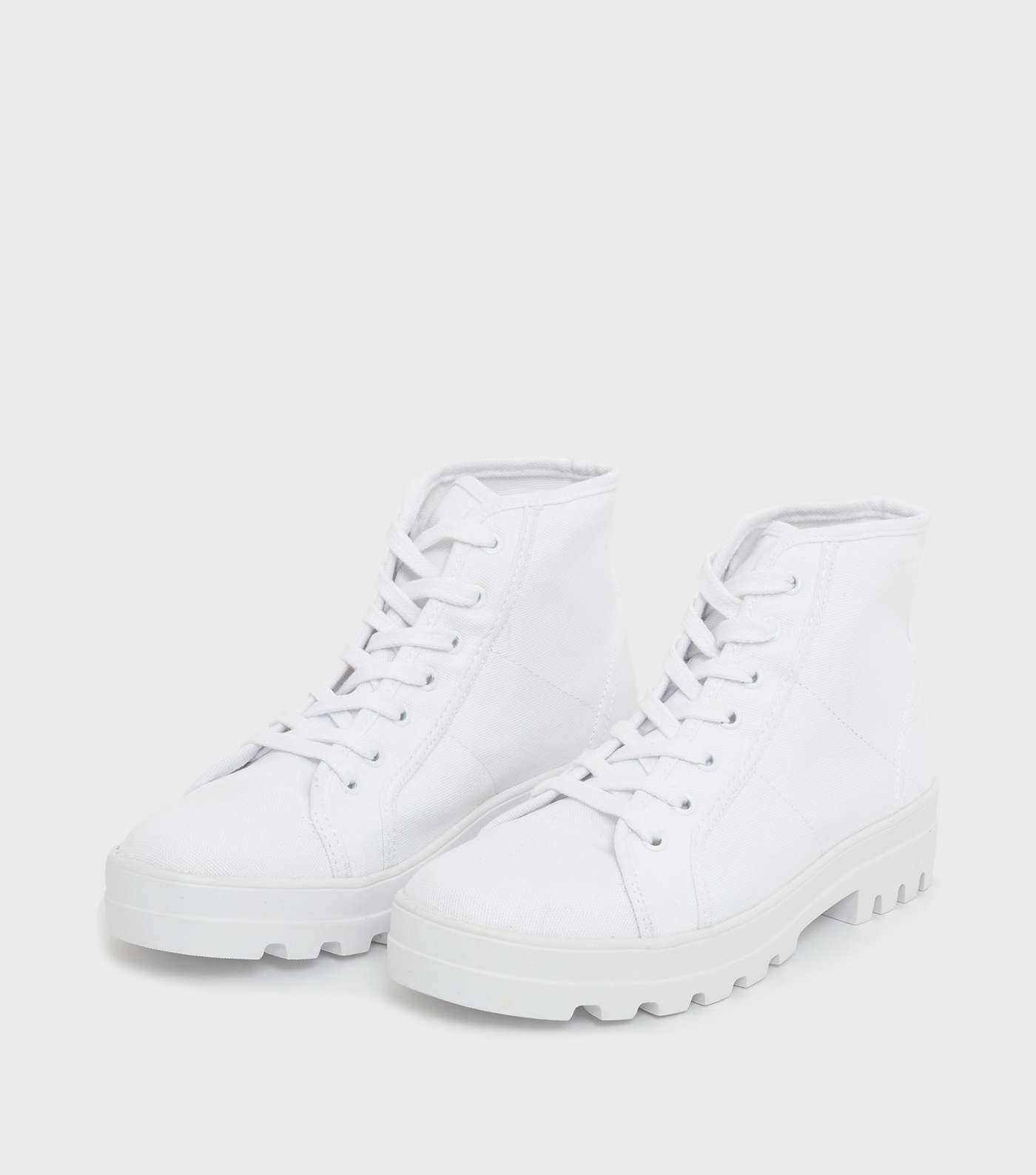 White Canvas Chunky High Top Trainer Boots Image 2
