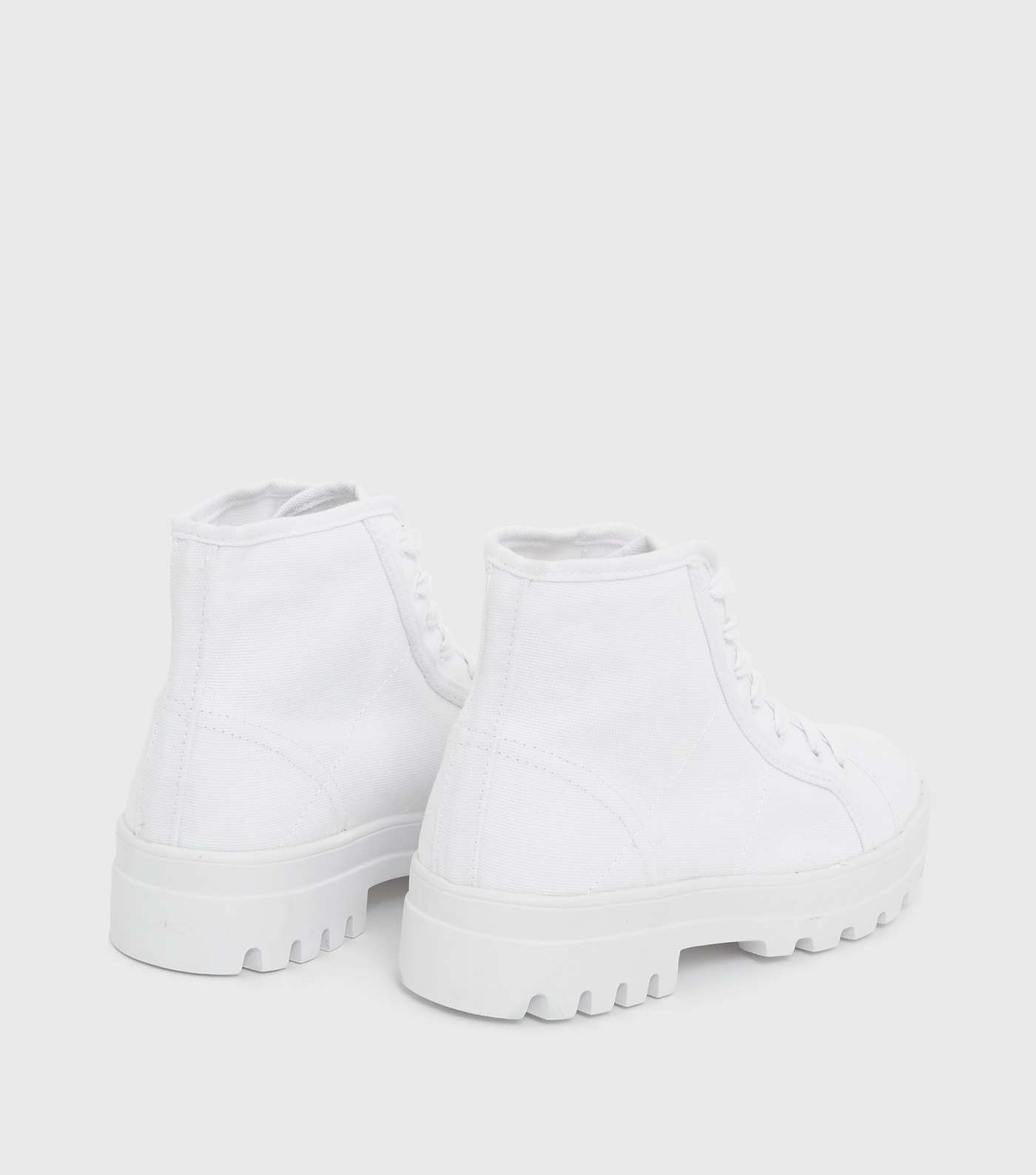 White Canvas Chunky High Top Trainer Boots Image 4