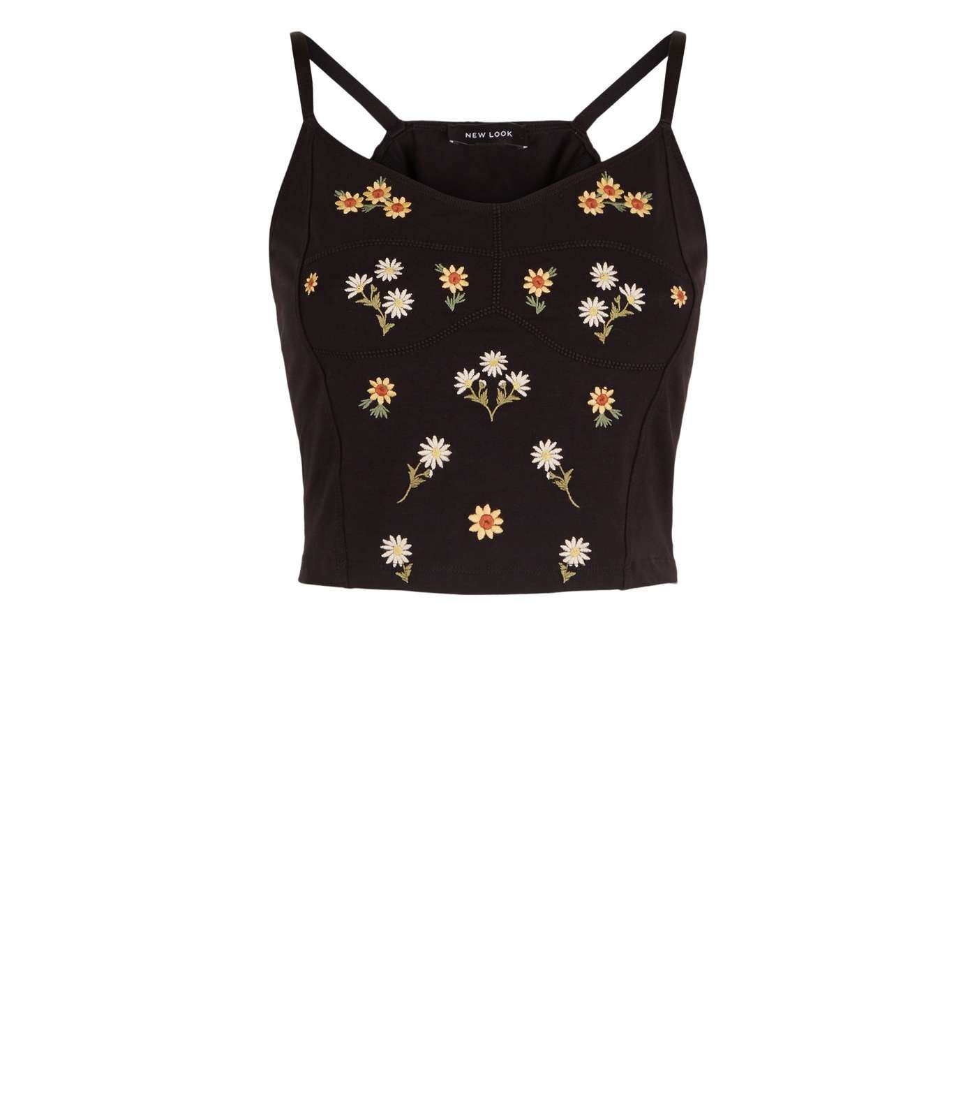 Black Daisy Embroidered Bralette Image 5